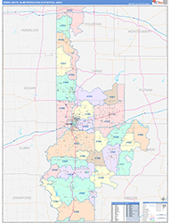 Terre Haute Metro Area Wall Map Color Cast Style 2026